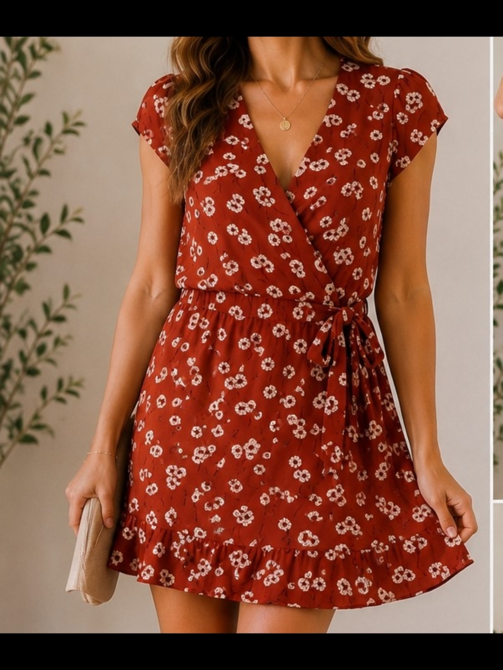 LOFT Floral Skort Romper Sz 2 Rust Orange Faux Wrap Dress Look Shorts Underneath